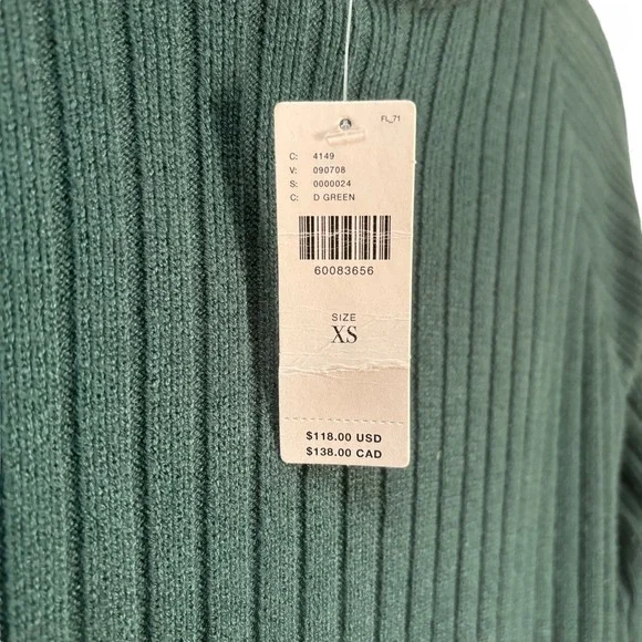 Saturday Sunday Dress XS Sweater Knit Ribbed‎ Anthropologie Hoodie Green Holiday - Picture 2 of 8